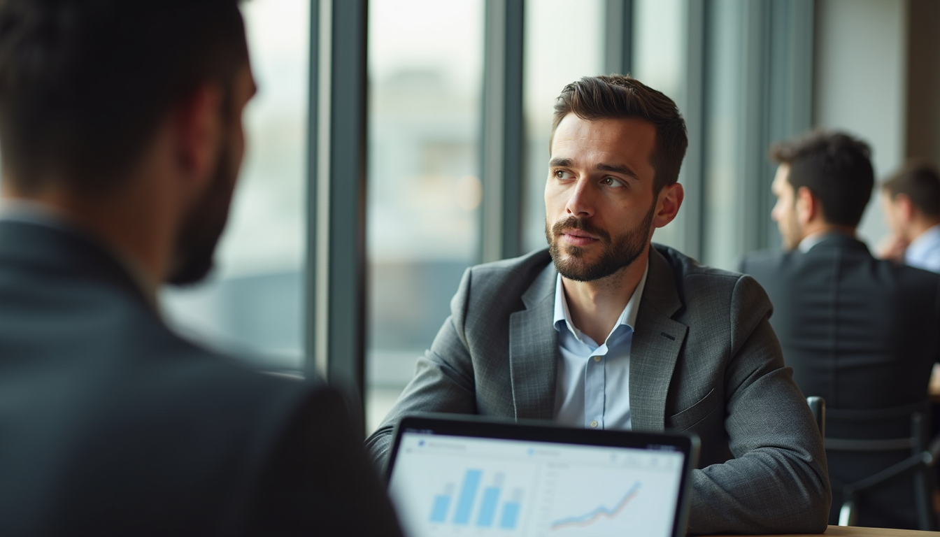 Close-up view of a leader giving feedback to a team member